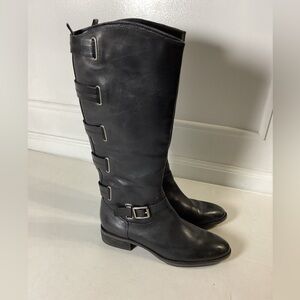 Arturo Chiang Riding Boot Women’s Size 9.5 Black Leather Buckle Tall  Boot